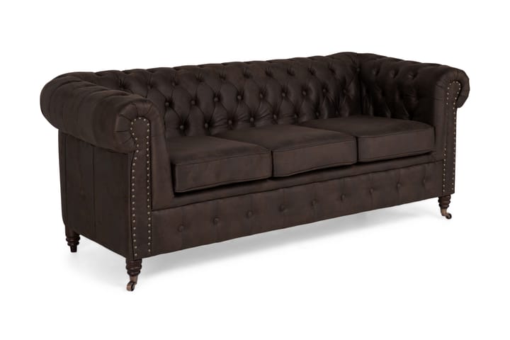 Sohva Chester Deluxe 3:n ist Vintage - Tummanruskea - 3:n istuttava sohva - Howard-sohvat - Nahkasohva