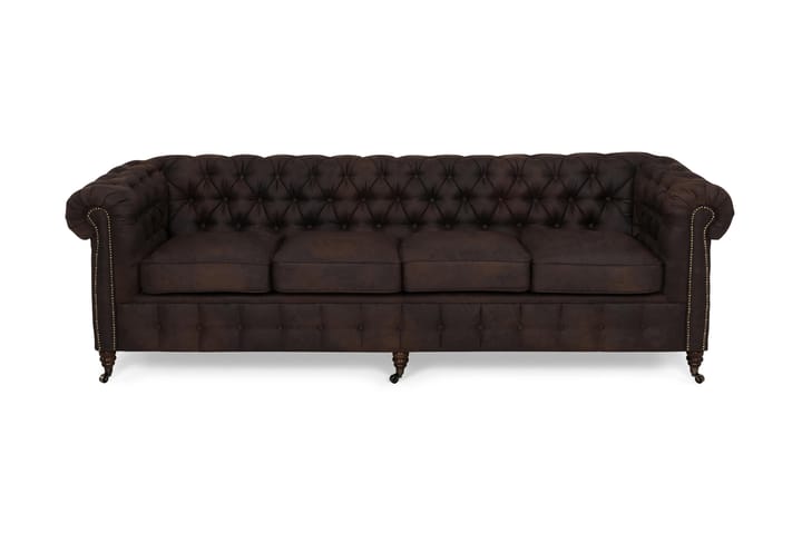 Sohva Chester Deluxe 4:n ist Vintage - Tummanruskea - 4:n istuttava sohva - Howard-sohvat - Nahkasohva