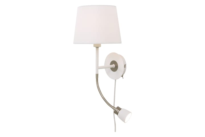 Eketorp seinävalaisin valkoinen / teräs - Aneta Lighting - Seinävalaisin makuuhuone - Riisipaperivalaisin - Kaarivalaisin - Verkkovalaisin - Seinävalaisin - PH lamppu - Lightbox - Tiffanylamppu