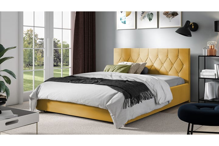 Sänky 147x222 cm - Keltainen - Sänkykehikot & sängynrungot