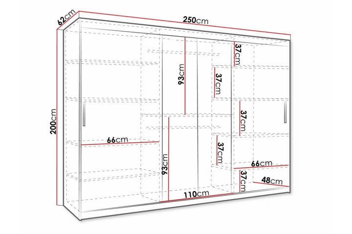 Vaatekaappi Dunvegan 250x200 cm - Musta - Lasten kaappi - Lastenhuonesäilytys