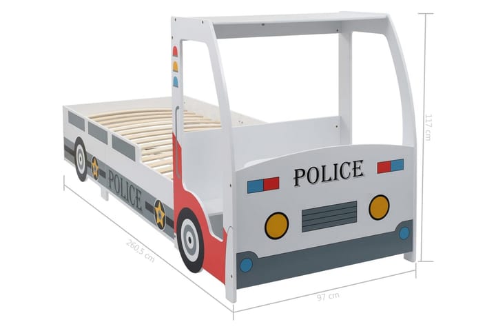 Lastensänky pöydällä poliisiauto 90x200 cm - Monivärinen - Tavallinen lastensänky - Lastensängyt & juniorisängyt
