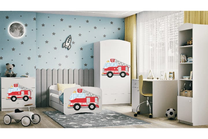 Lastensänky Paloauto Säilytyslaatikolla 80x160 cm Valkoinen - Babydreams - Tavallinen lastensänky - Lastensängyt & juniorisängyt