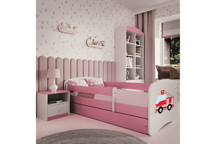 Lastensänky Paloauto 140x70 cm Vaaleanpunainen - Babydreams - Tavallinen lastensänky - Lastensängyt & juniorisängyt