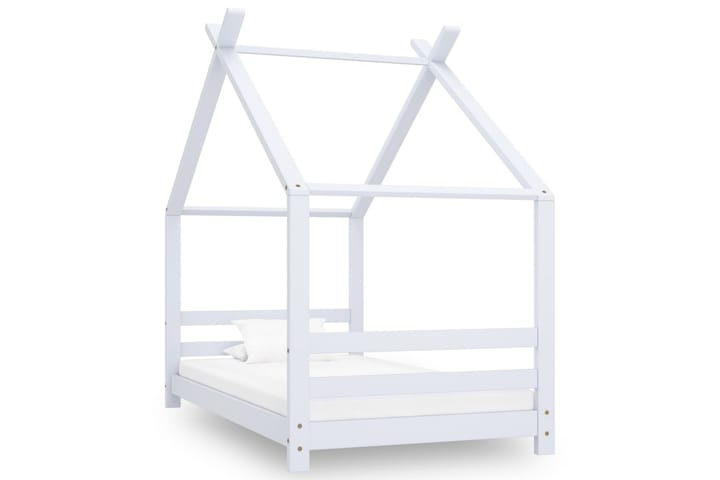 Lasten sängynrunko valkoinen täysi mänty 80x160 cm - Talosänky