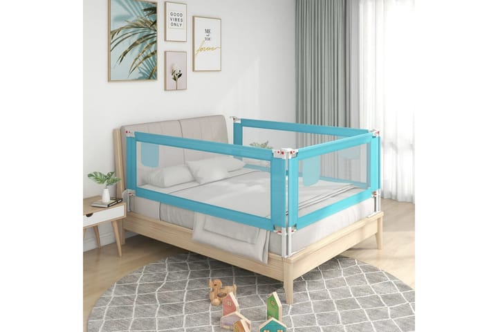 Turvalaita sänkyyn sininen 140x25 cm kangas - Sininen - Lastensängyt & juniorisängyt