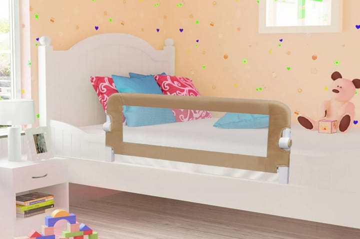 Turvalaita sänkyyn taupe 102x42 cm polyesteri - Ruskea - Lastensängyt & juniorisängyt