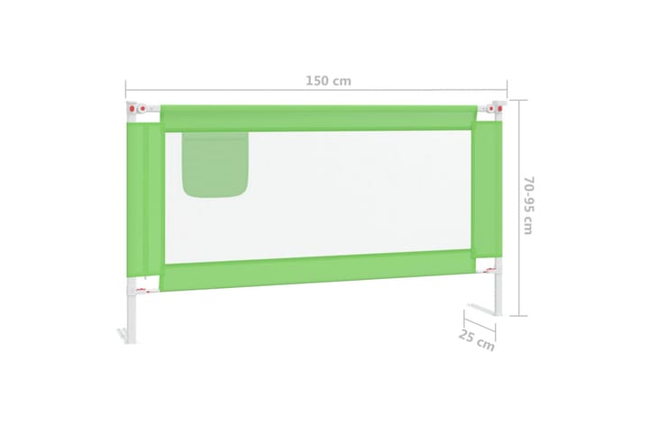 Turvalaita sänkyyn vihreä 150x25 cm kangas - Vihreä - Lastensängyt & juniorisängyt