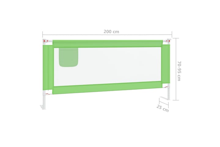 Turvalaita sänkyyn vihreä 200x25 cm kangas - Vihreä - Lastensängyt & juniorisängyt