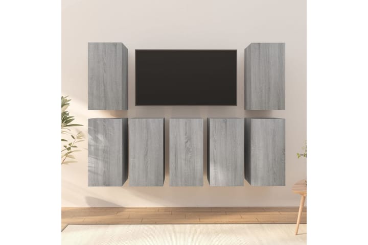 beBasic TV-kaapit 7 kpl harmaa Sonoma 30,5x30x60 cm tekninen puu - Harmaa - Tv taso & Mediataso