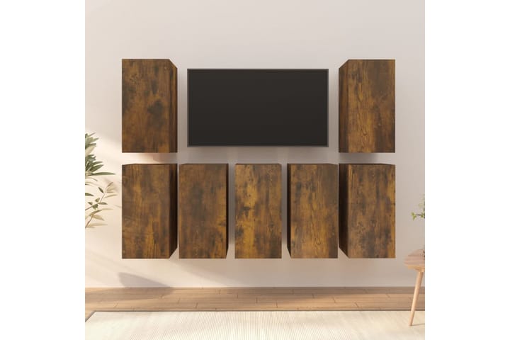 beBasic TV-kaapit 7 kpl savutammi 30,5x30x60 cm tekninen puu - Ruskea - Tv taso & Mediataso