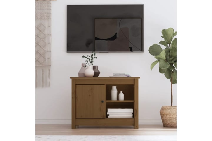 beBasic TV-kaappi hunajanruskea 70x36,5x52 cm täysi mänty - Ruskea - Tv taso & Mediataso