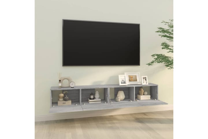 beBasic TV-seinäkaapit 2 kpl harmaa Sonoma 100x30x30 cm tekninen puu - Harmaa - Tv taso & Mediataso