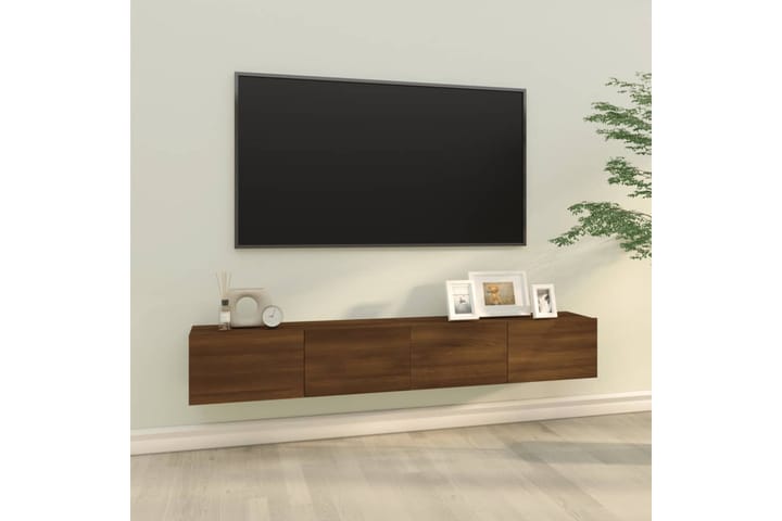beBasic TV-seinäkaapit 2 kpl ruskea tammi 100x30x30 cm tekninen puu - Ruskea - Tv taso & Mediataso
