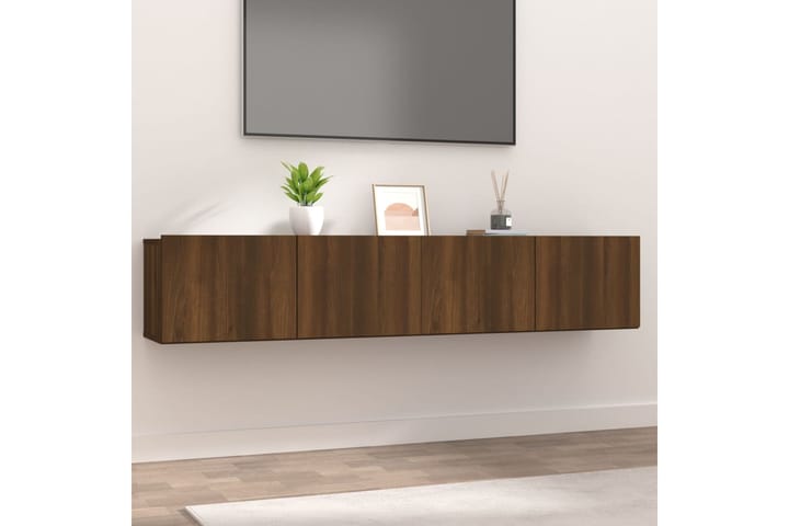 beBasic TV-seinäkaapit 2 kpl ruskea tammi 80x30x30 cm tekninen puu - Ruskea - Tv taso & Mediataso