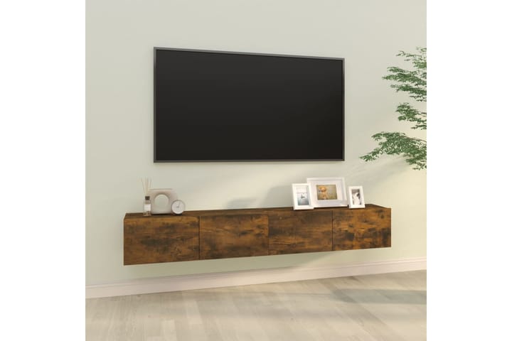 beBasic TV-seinäkaapit 2 kpl savutammi 100x30x30 cm tekninen puu - Ruskea - Tv taso & Mediataso