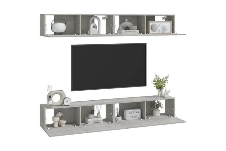 beBasic TV-seinäkaapit 4 kpl betoninharmaa 100x30x30 cm - Harmaa - Tv taso & Mediataso
