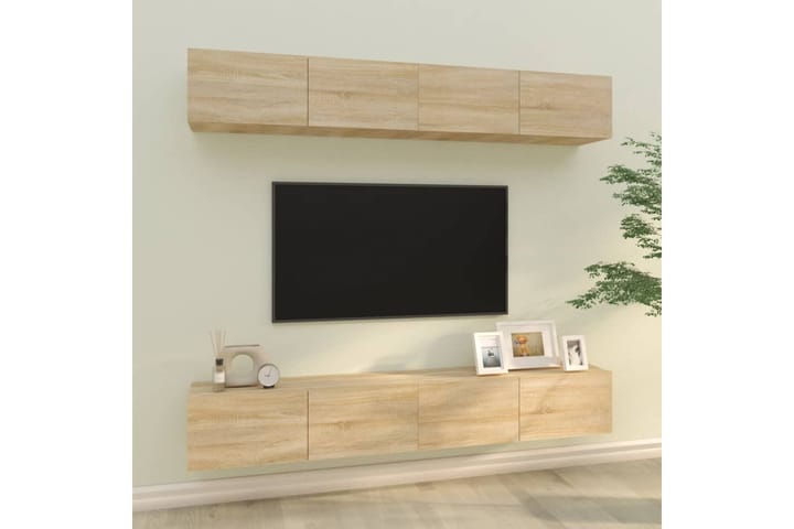 beBasic TV-seinäkaapit 4 kpl Sonoma-tammi 100x30x30 cm - Ruskea - Tv taso & Mediataso
