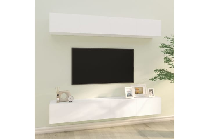 beBasic TV-seinäkaapit 4 kpl valkoinen 100x30x30 cm - Valkoinen - Tv taso & Mediataso