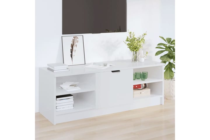 beBasic TV-taso korkeakiilto valkoinen 102x35,5x36,5 cm tekninen puu - Valkoinen - Tv taso & Mediataso