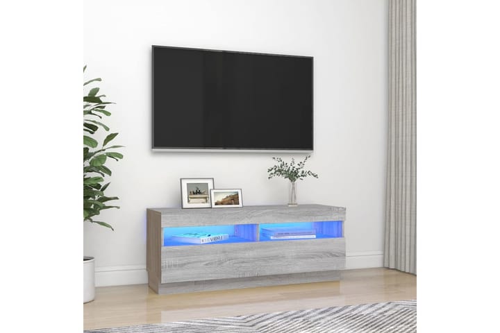 beBasic TV-taso LED-valoilla harmaa Sonoma 100x35x40 cm - Harmaa - Tv taso & Mediataso