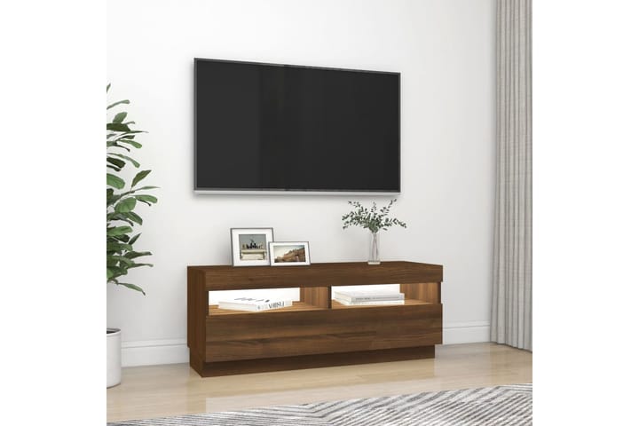 beBasic TV-taso LED-valoilla ruskea tammi 100x35x40 cm - Ruskea - Tv taso & Mediataso
