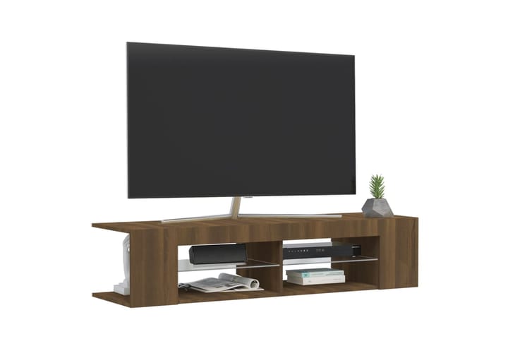 beBasic TV-taso LED-valoilla ruskea tammi 135x39x30 cm - Ruskea - Tv taso & Mediataso
