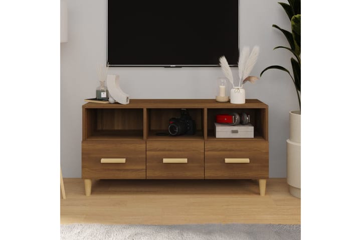 beBasic TV-taso ruskea tammi 102x36x50 cm tekninen puu - Ruskea - Tv taso & Mediataso