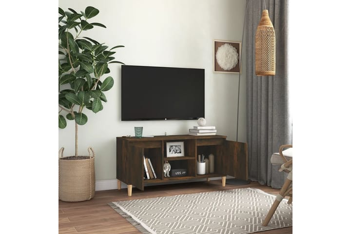 beBasic TV-taso täyspuujaloilla savutammi 103,5x35x50 cm - Ruskea - Tv taso & Mediataso