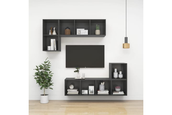 Seinäkiinnitettävä TV-taso harmaa 37x37x107 cm lastulevy - Mediajalusta & seinäteline - TV:n seinäteline