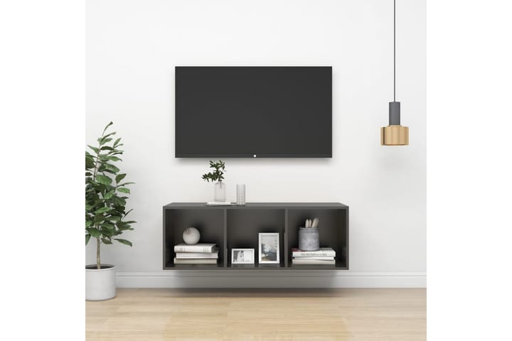 Seinäkiinnitettävä TV-taso harmaa 37x37x107 cm lastulevy - Mediajalusta & seinäteline - TV:n seinäteline