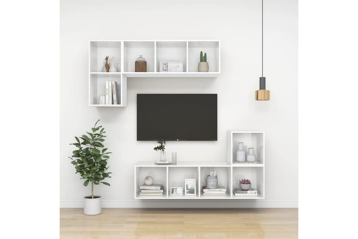 Seinäkiinnitettävä TV-taso korkeak. valk. 37x37x72 cm - Mediajalusta & seinäteline - TV:n seinäteline