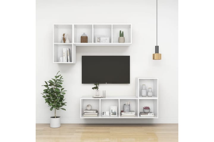 Seinäkiinnitettävä TV-taso valkoinen 37x37x142,5 cm - Mediajalusta & seinäteline - TV:n seinäteline