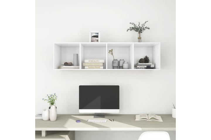 Seinäkiinnitettävä TV-taso valkoinen 37x37x142,5 cm - Mediajalusta & seinäteline - TV:n seinäteline