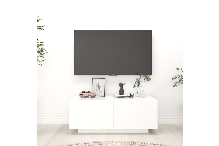TV-taso valkoinen 100x35x40 cm lastulevy - TV-kaappi