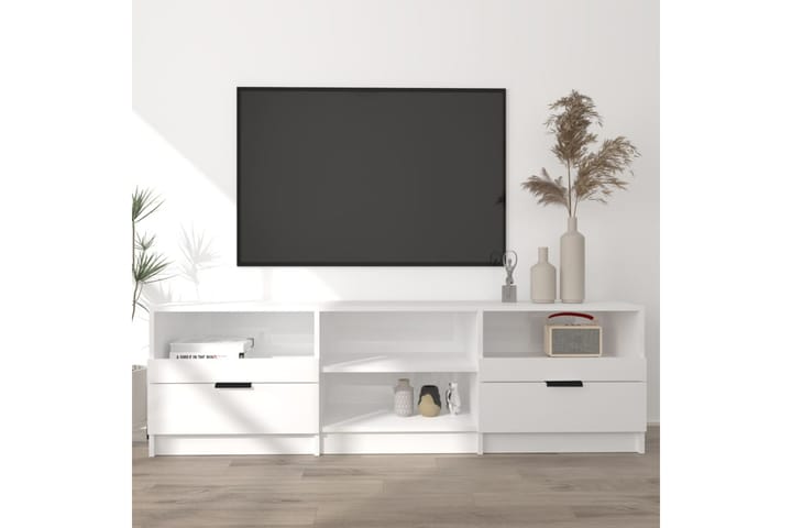 TV-taso korkeakiilto valkoinen 150x33,5x45 cm tekninen puu - Valkoinen - Tv taso & Mediataso