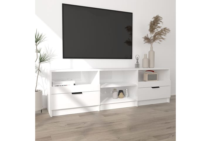 TV-taso korkeakiilto valkoinen 150x33,5x45 cm tekninen puu - Valkoinen - Tv taso & Mediataso