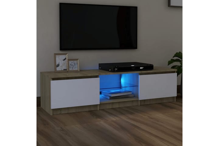 TV-taso LED-valoilla ja Sonoma-tammi 140x40x35,5 cm - Tv taso & Mediataso