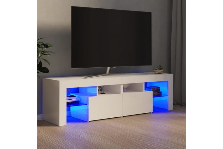 TV-taso LED-valoilla korkeakiilto valkoinen 140x35x40 cm - Tv taso & Mediataso