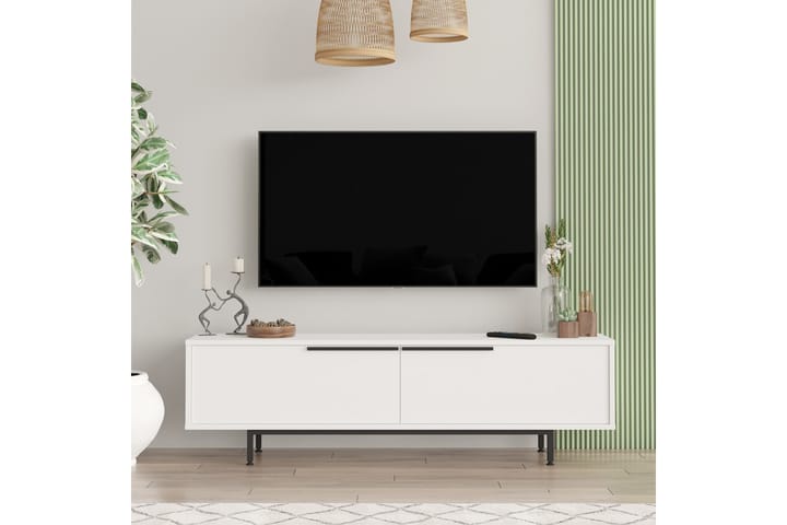 Tv-taso Munish 160 cm - Valkoinen - Tv taso & Mediataso