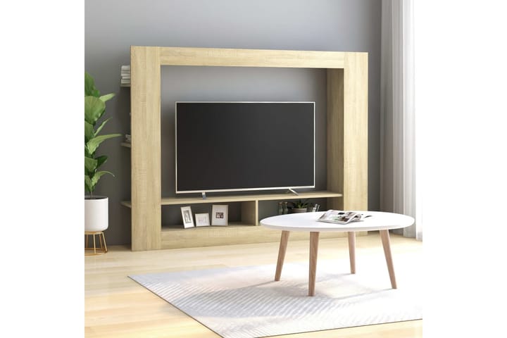 TV-taso Sonoma-tammi 152x22x113 cm lastulevy - Ruskea - Tv taso & Mediataso