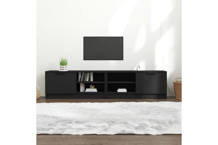 TV-tasot 2 kpl musta 80x35x36,5 cm tekninen puu - Musta - Tv taso & Mediataso