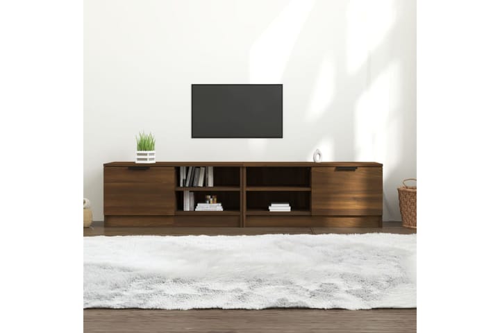 TV-tasot 2 kpl ruskea tammi 80x35x36,5 cm tekninen puu - Ruskea - Tv taso & Mediataso