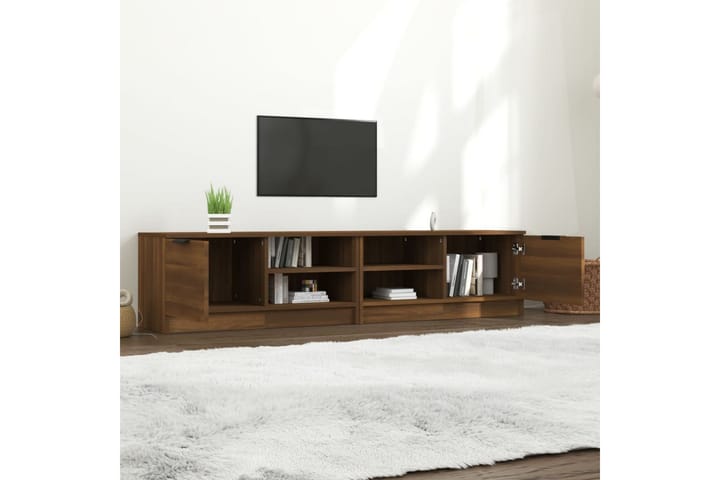 TV-tasot 2 kpl ruskea tammi 80x35x36,5 cm tekninen puu - Ruskea - Tv taso & Mediataso