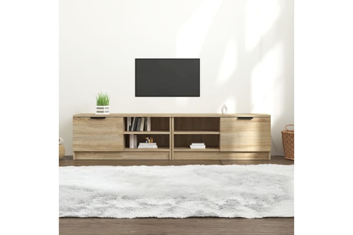 TV-tasot 2 kpl Sonoma-tammi 80x35x36,5 cm tekninen puu - Ruskea - Tv taso & Mediataso