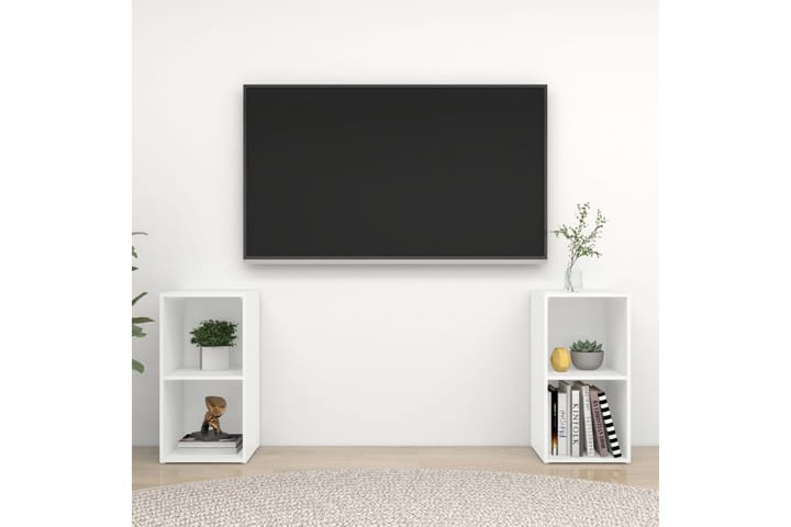 TV-tasot 2 kpl valkoinen 72x35x36,5 cm lastulevy - Valkoinen - TV-kaappi