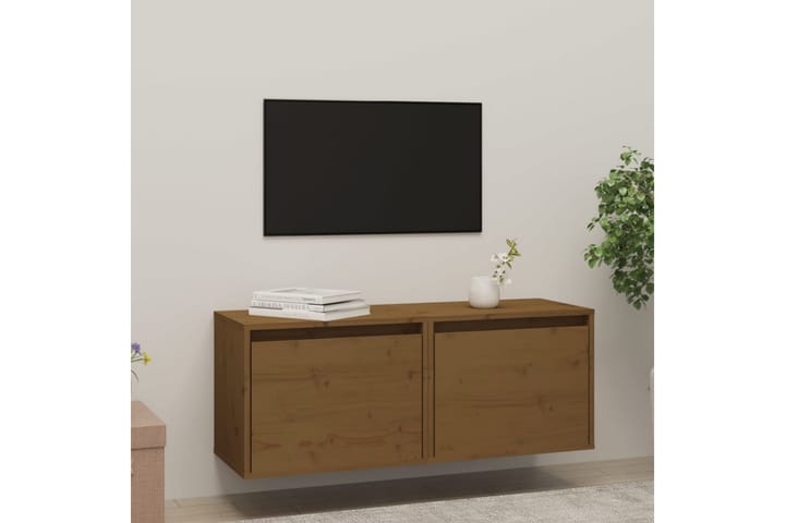 Seinäkaapit 2 kpl hunajanruskea 45x30x35 cm täysi mänty - Ruskea - Tv taso & Mediataso