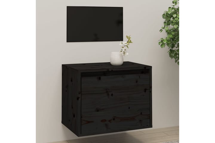 Seinäkaappi musta 45x30x35 cm täysi mänty - Musta - Tv taso & Mediataso