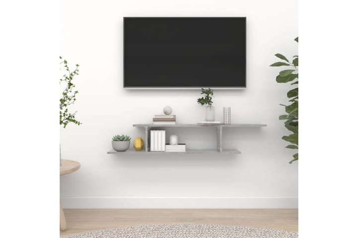 Seinäkiinnitettävä TV-hylly betoninharmaa 125x18x23 cm levy - Harmaa - Tv taso & Mediataso