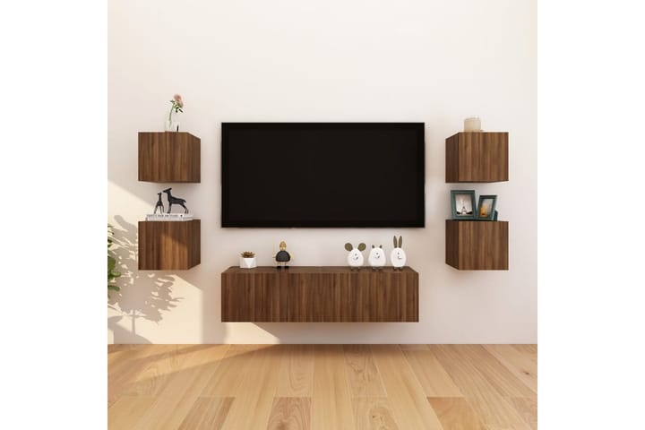 Seinäkiinnitettävä TV-kaapit 4 kpl ruskea tammi 30,5x30x30 c - Ruskea - Tv taso & Mediataso